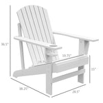 '-Outsunny Modern Adirondack Chair, with Built-in Cupholder, Supports Up to 330 lbs, Classic Log Lounge for Patio, Garden, Lawn, White | Aosom.com - Outdoor Style Company