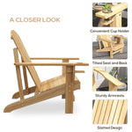 '-Outsunny Modern Adirondack Chair, with Built-in Cupholder, Supports Up to 330 lbs, Classic Log Lounge for Patio, Garden, Natural Wood | Aosom.com - Outdoor Style Company