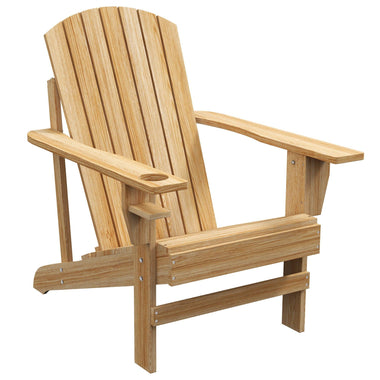 '-Outsunny Modern Adirondack Chair, with Built-in Cupholder, Supports Up to 330 lbs, Classic Log Lounge for Patio, Garden, Natural Wood | Aosom.com - Outdoor Style Company