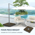 '-Outsunny Offset Umbrella Base Weight Set, Fillable Outdoor Umbrella Weights, 175 lb. with Water or 230 lb. with Sand, Brown - Outdoor Style Company