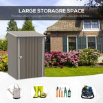 -Outsunny Outdoor 3.3' x 3.4' Lean-to Garden Storage Shed, Galvanized Steel Tool House with Lockable Door for Patio, Brown - Outdoor Style Company