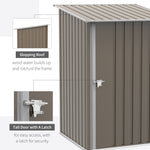 -Outsunny Outdoor 3.3' x 3.4' Lean-to Garden Storage Shed, Galvanized Steel Tool House with Lockable Door for Patio, Brown - Outdoor Style Company