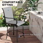 '-Outsunny Outdoor Bar Stools Set of 2, 360Â° Swivel Bar Height Chairs, 26.75" x 29.5" x 48.5", Gray - Outdoor Style Company