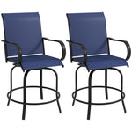 '-Outsunny Outdoor Bar Stools Set of 2, 360Â° Swivel Bar Height Chairs, 26.75" x 29.5" x 48.5", Navy Blue - Outdoor Style Company