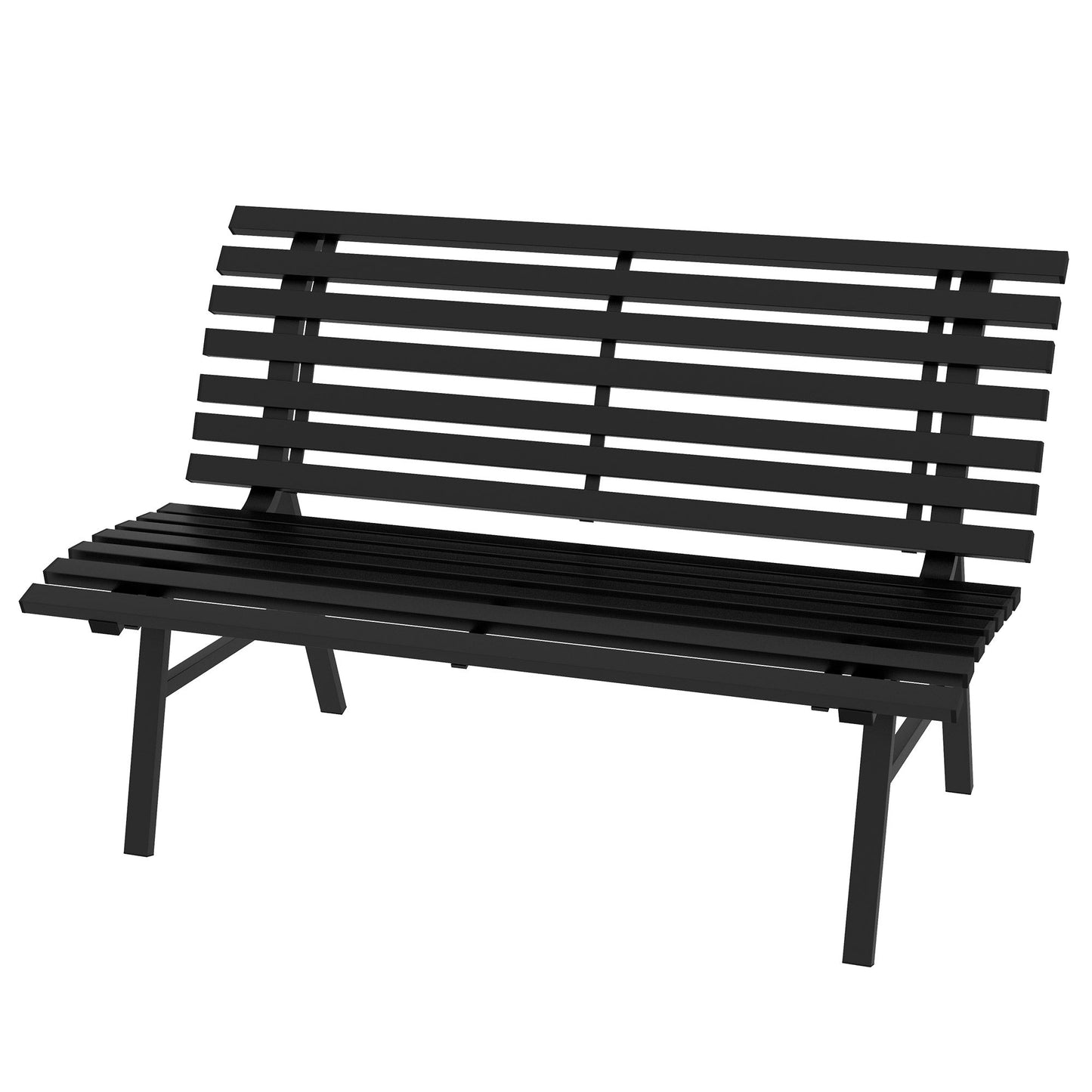 '-Outsunny Outdoor Bench Patio Bench Aluminum Lightweight Park Bench with Slatted Seat, for Lawn, Park, Deck, Black - Outdoor Style Company