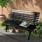 '-Outsunny Outdoor Bench Patio Bench Aluminum Lightweight Park Bench with Slatted Seat, for Lawn, Park, Deck, Black - Outdoor Style Company