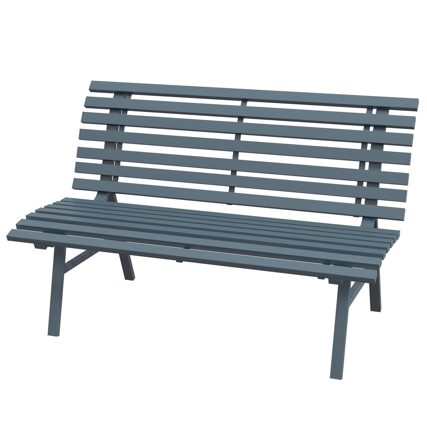 '-Outsunny Outdoor Bench Patio Bench, Aluminum Lightweight Park Bench with Slatted Seat for Lawn, Park, Deck, Blue - Outdoor Style Company