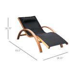 '-Outsunny Outdoor Chaise Wood Lounge Chair with Pillow, Armrests, Breathable Sling Mesh and Comfortable Curved Design for Patio, Deck, and Poolside - Outdoor Style Company