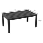 '-Outsunny Outdoor Coffee Table, Rectangular Patio Side Table with Steel Frame and Slat Tabletop for Garden, Balcony, Black - Outdoor Style Company