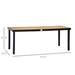 '-Outsunny Outdoor Dining Table for 8 Person, Rectangular, Aluminum Metal Legs for Garden, Lawn, Patio, Woodgrain Natural - Outdoor Style Company