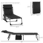 '-Outsunny Outdoor Folding Chaise Lounge Chair, Portable Lightweight Reclining Garden Sun-Bathing Lounger with 5-Level Adjustable Backrest, Pillow - Outdoor Style Company