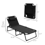 '-Outsunny Outdoor Folding Chaise with 4-position Adjustable Backrest, Magazine Pocket, Removable Head Pillow, Gray - Outdoor Style Company