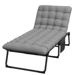 '-Outsunny Outdoor Folding Chaise with 4-position Adjustable Backrest, Magazine Pocket, Removable Head Pillow, Gray - Outdoor Style Company