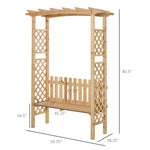 '-Outsunny Outdoor Garden Bench Arch Pergola with Natural Fir Wood Build, Protective Varnish, & 2 Person Ergonomic Bench - Outdoor Style Company