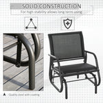 '-Outsunny Outdoor Glider Chair, Steel Swing Chai with Curved Armrests for Porch, Garden, Poolside, Balcony, Dark Gray - Outdoor Style Company