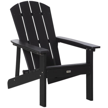 '-Outsunny Outdoor HDPE Adirondack Deck Chair,Plastic Lounger with High Back and Wide Seat, Black - Outdoor Style Company