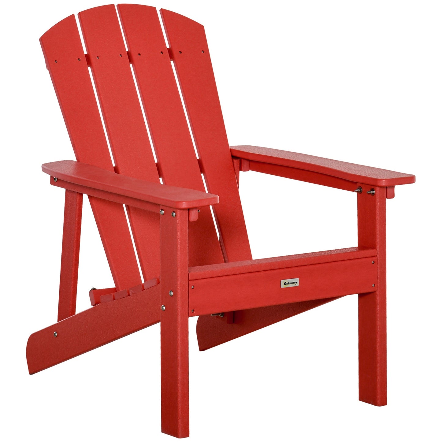 '-Outsunny Outdoor HDPE Adirondack Deck Chair,Plastic Lounger with High Back and Wide Seat, Red - Outdoor Style Company