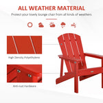 '-Outsunny Outdoor HDPE Adirondack Deck Chair,Plastic Lounger with High Back and Wide Seat, Red - Outdoor Style Company