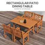 Standard Dining Sets - Outsunny Outdoor Patio Dining Set, 4 Seater Wood Dining Table and Chairs for Backyard, Conservatory, Garden, Poolside, Deck, Teak - Outdoor Style Company