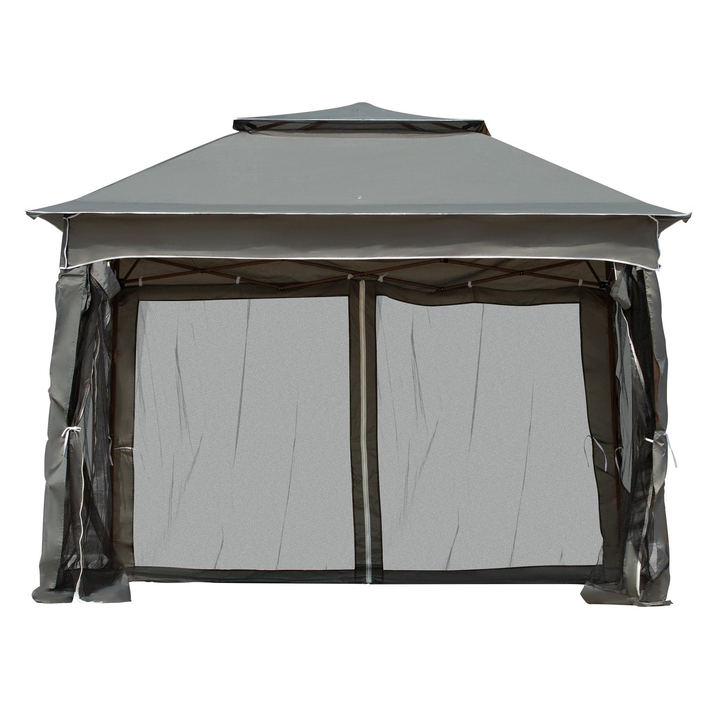 '-Outsunny Outdoor Patio Pop Up Canopy Gazebo Shelter with Zipper Netting, Carry Bag, 10.7'x10.7'x8.9', Dark Gray - Outdoor Style Company