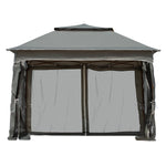 '-Outsunny Outdoor Patio Pop Up Canopy Gazebo Shelter with Zipper Netting, Carry Bag, 10.7'x10.7'x8.9', Dark Gray - Outdoor Style Company