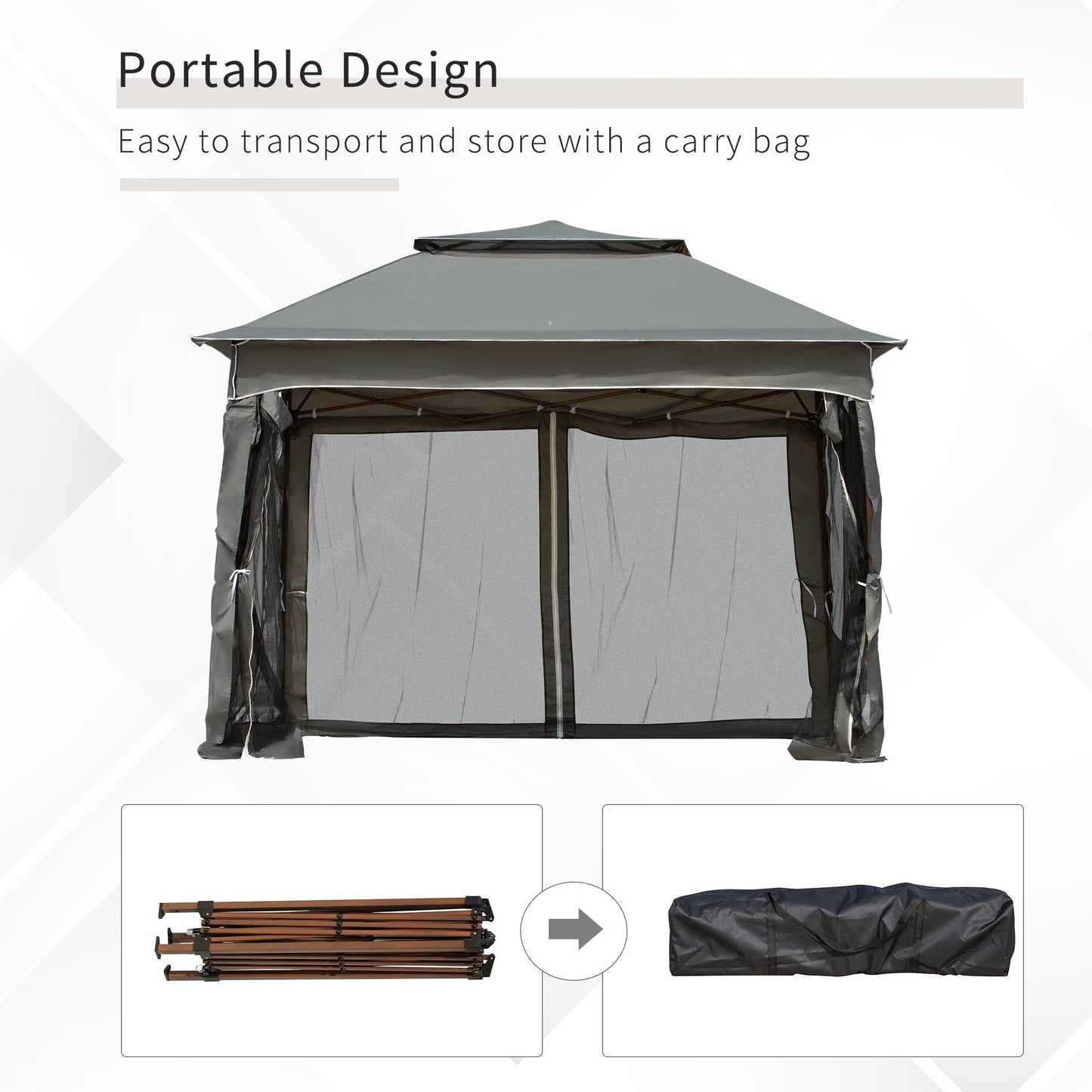 '-Outsunny Outdoor Patio Pop Up Canopy Gazebo Shelter with Zipper Netting, Carry Bag, 10.7'x10.7'x8.9', Dark Gray - Outdoor Style Company