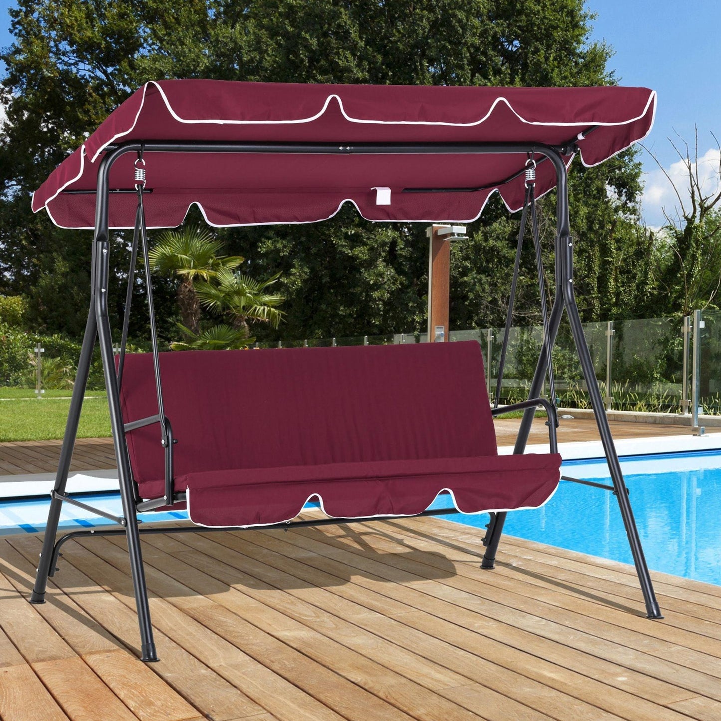 '-Outsunny Outdoor Patio Swing Chair with Adjustable Tilt Canopy and Removable Cushion - Outdoor Style Company