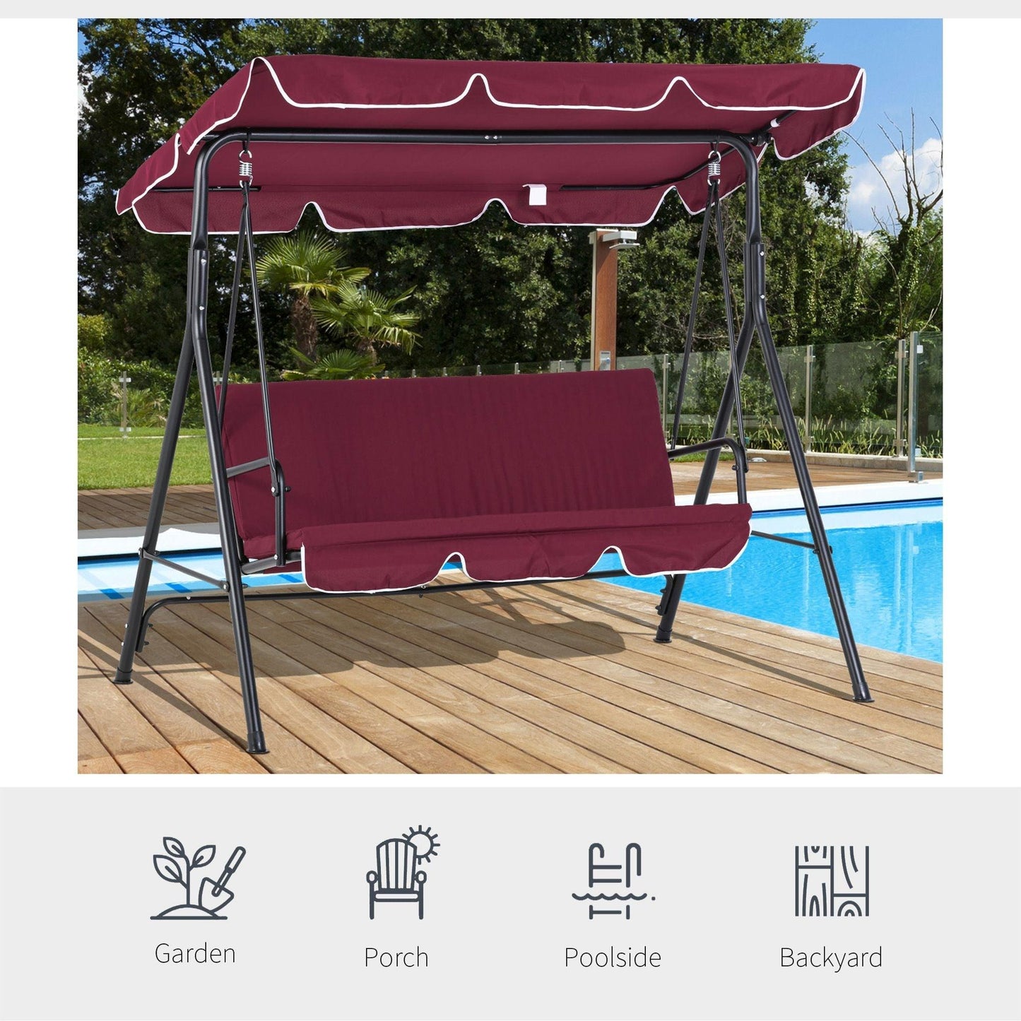 '-Outsunny Outdoor Patio Swing Chair with Adjustable Tilt Canopy and Removable Cushion - Outdoor Style Company