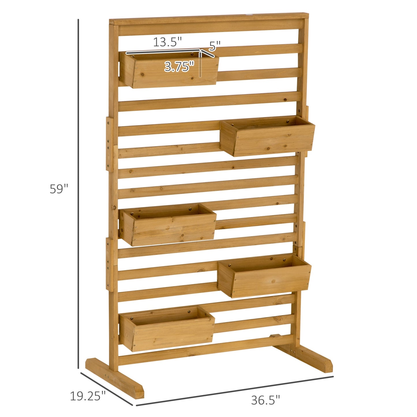 '-Outsunny Outdoor Plant Stand with 5 Hanging Flower Boxes for Climbing Plants, Freestanding Wooden Lattice for Patio, Porch - Outdoor Style Company