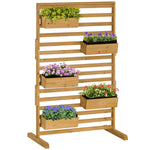 '-Outsunny Outdoor Plant Stand with 5 Hanging Flower Boxes for Climbing Plants, Freestanding Wooden Lattice for Patio, Porch - Outdoor Style Company