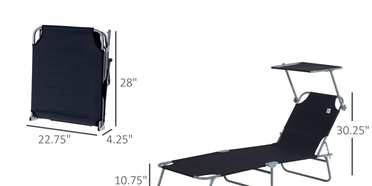 Outsunny Outdoor Pool Chaise Lounge Chair, Folding Tanning Chair with