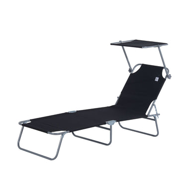 -Outsunny Outdoor Pool Chaise Lounge Chair, Folding Tanning Chair with Sun Shade - Outdoor Style Company