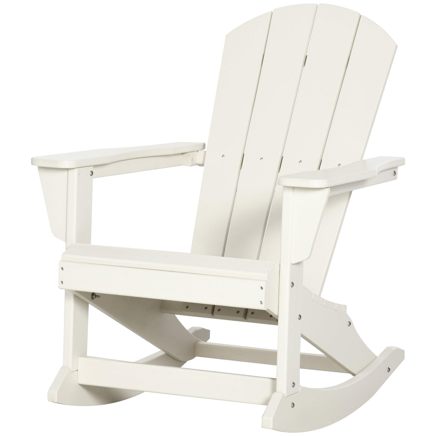 '-Outsunny Outdoor Rocking Chair, HDPE Adirondack Style Rocker Chair for Porch, Garden, Patio, White - Outdoor Style Company