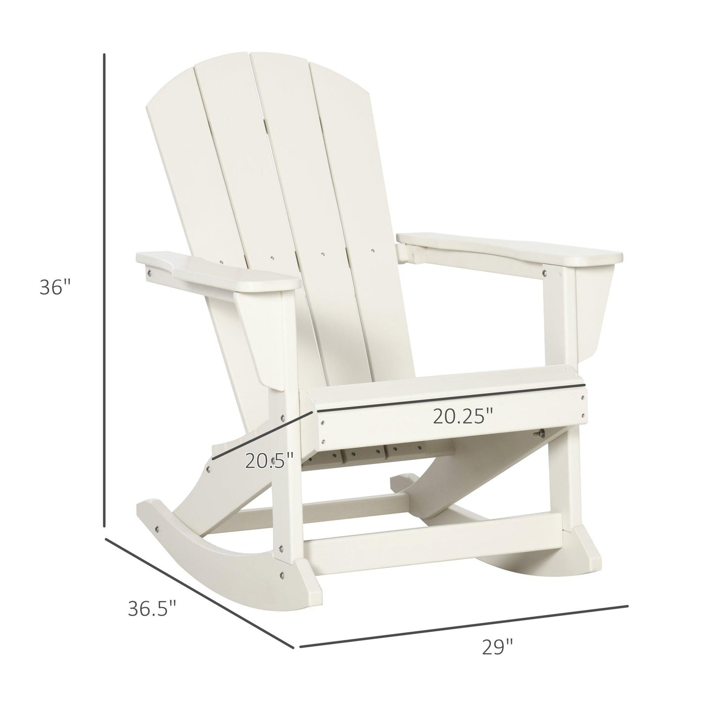 '-Outsunny Outdoor Rocking Chair, HDPE Adirondack Style Rocker Chair for Porch, Garden, Patio, White - Outdoor Style Company