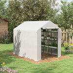 '-Outsunny Outdoor Walk-in Greenhouse with Roll-up Zipper Door, Hot House with Shelves, PE Cover, 95.25" x 70.75" x 82.75", White - Outdoor Style Company