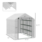 '-Outsunny Outdoor Walk-in Greenhouse with Roll-up Zipper Door, Hot House with Shelves, PE Cover, 95.25" x 70.75" x 82.75", White - Outdoor Style Company