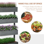 '-Outsunny Outdoor Wooden Vertical Garden Planter, 4 Tier Planter Box, Self-Draining for Flowers, Vegetables, Herbs, Gray - Outdoor Style Company