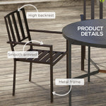 '-Outsunny Patio Dining Chairs with Metal Slatted Design, Dark Brown - Outdoor Style Company