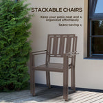 '-Outsunny Patio Dining Chairs with Metal Slatted Design, Dark Brown - Outdoor Style Company