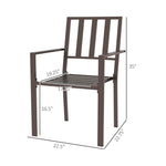 '-Outsunny Patio Dining Chairs with Metal Slatted Design, Dark Brown - Outdoor Style Company