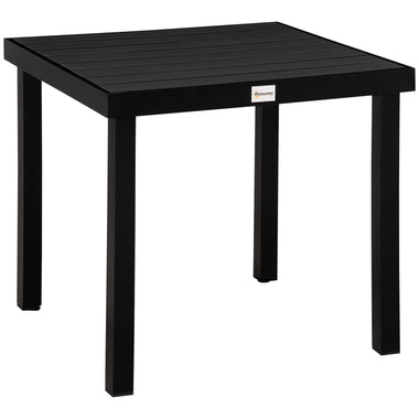 -Outsunny Patio Dining Table for 4, Rectangular Aluminum Outdoor Table for Garden Lawn Backyard, Black - Outdoor Style Company