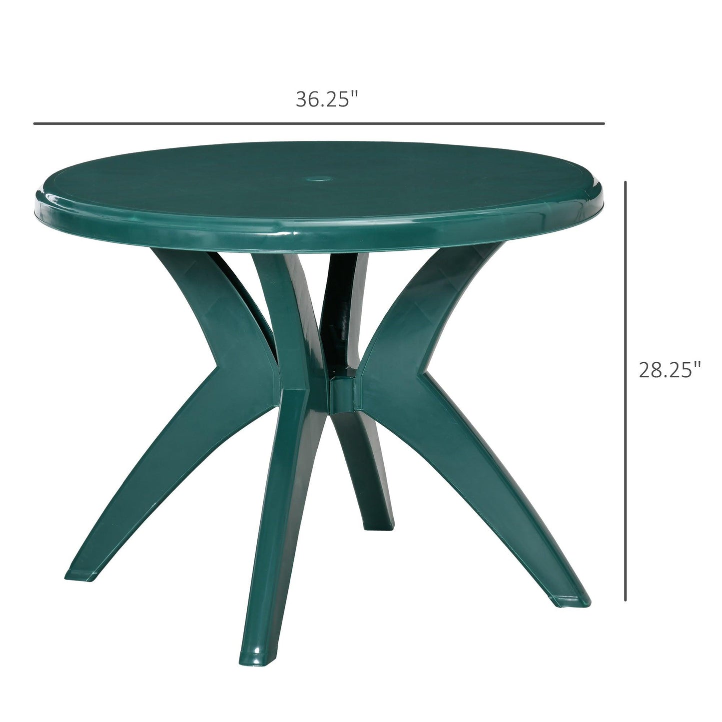 '-Outsunny Patio Dining Table with Umbrella Hole Round Outdoor Bistro Table for Garden Lawn Backyard, Green - Outdoor Style Company