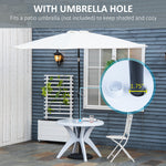 -Outsunny Patio Dining Table with Umbrella Hole Round Outdoor Bistro Table for Garden Lawn Backyard, White - Outdoor Style Company