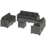 Sectional Sofa Sets - Outsunny Patio Furniture Set, Cushions, Sofa, Storage Table, Gray - Outdoor Style Company