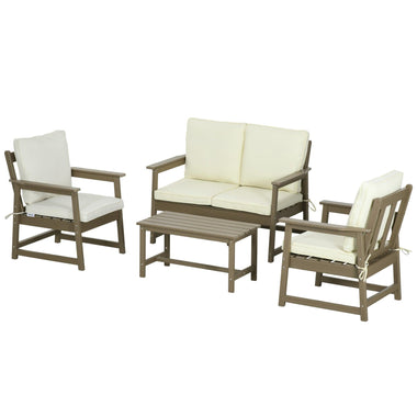 Miscellaneous - Outsunny Patio Furniture Set HDPE Material, 45" x 27.5" x 31.5", Cream White - Outdoor Style Company