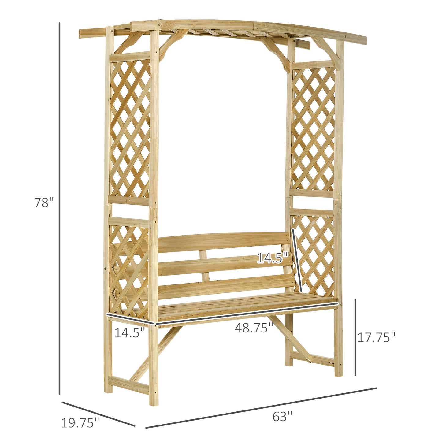 '-Outsunny Patio Garden Bench, Wooden Bench, Outdoor Bench for Vines/Climbing Plants, Natural - Outdoor Style Company