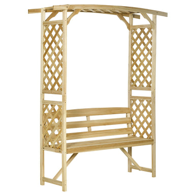 '-Outsunny Patio Garden Bench, Wooden Bench, Outdoor Bench for Vines/Climbing Plants, Natural - Outdoor Style Company