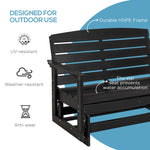 -Outsunny Patio Glider Bench w/ HDPE Slatted Double Rocking Chair, Black - Outdoor Style Company