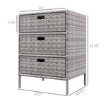 -Outsunny Patio PE Rattan Storage Cabinet, Wicker Pool Caddy Organizer, Outdoor Towel Rack for Pool with 3 Drawers, Gray - Outdoor Style Company