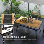 '-Outsunny Patio Table with Umbrella Hole, Outdoor Table for 6 People, Steel Frame for Backyard, Lawn Balcony, Brown - Outdoor Style Company